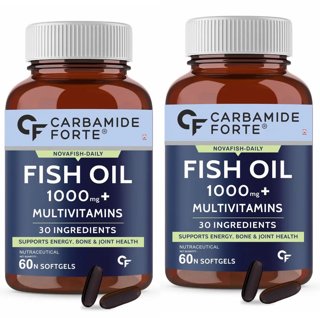 Carbamide Forte Fish Oil 1000mg with Multivitamin and Omega 3 for Heart Health - Pack of 2 (120 Tablets)