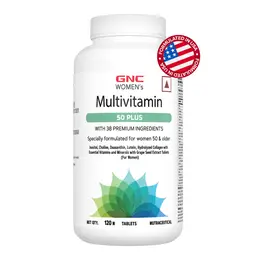 GNC Women's Multivitamin 50 Plus | Combats Ageing | Supports Memory | Protects Vision | Enhances Bone Strength | Promotes Overall Well-Being | Formulated In USA | 38 Premium Ingredients | 120 Tablets icon