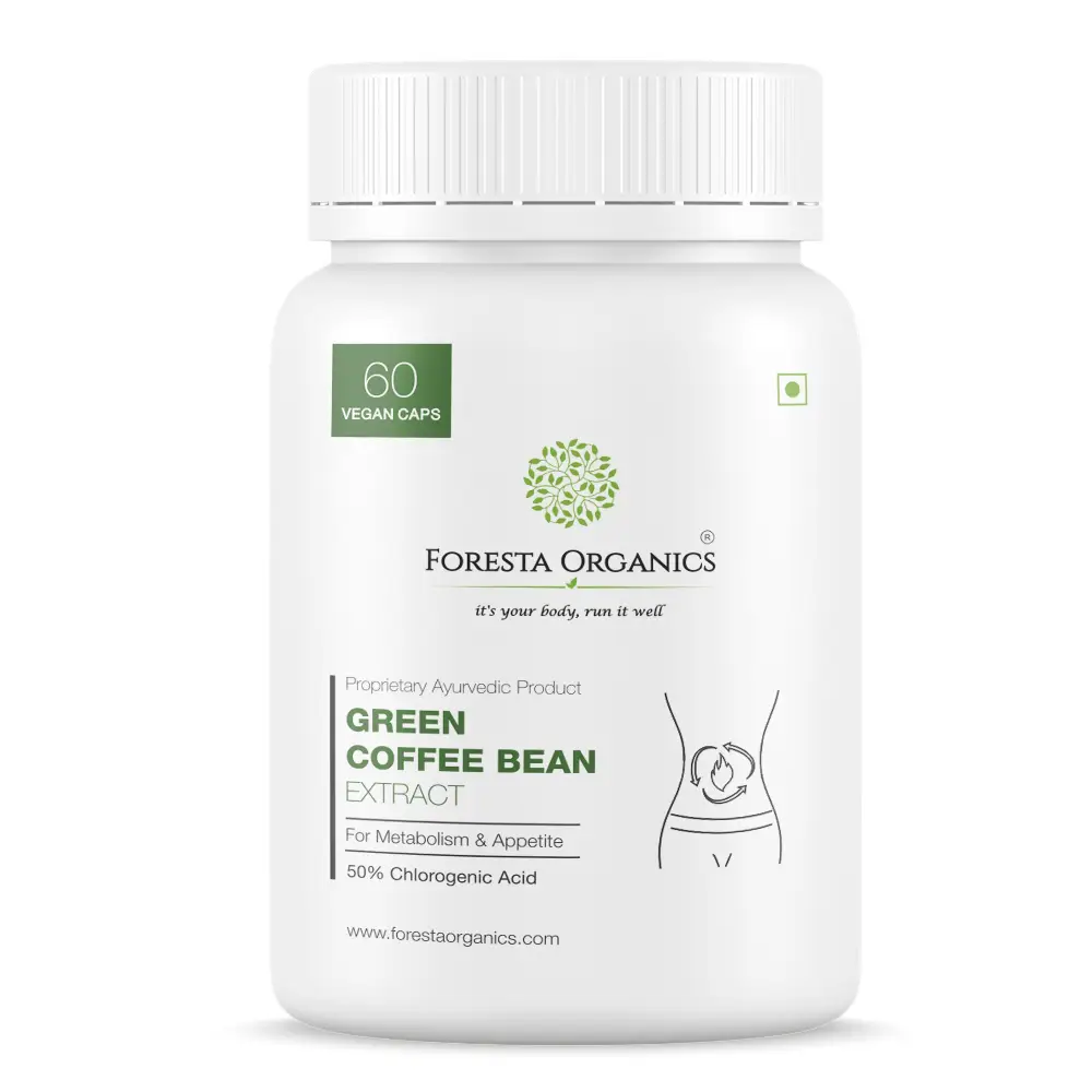 Foresta Organics - Green Coffee Bean Extract with Finest 50% Chlorogenic Acid (CGA) for metabolism and appetite - Pack of 1 (60 Capsules)