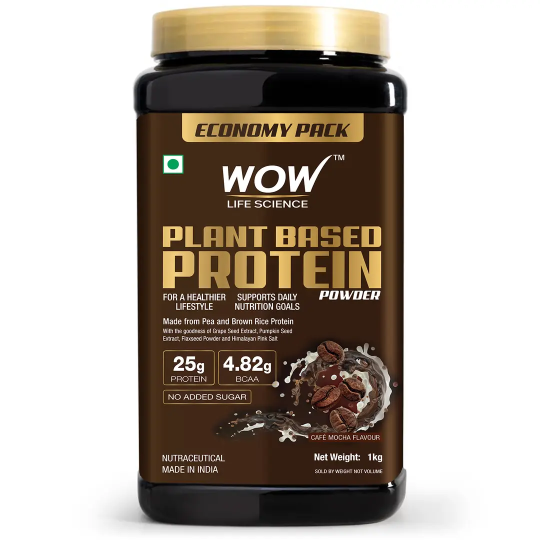 Wow Life Science - Plant Based Protein Powder With The Taste Of Café Mocha - 1000gm