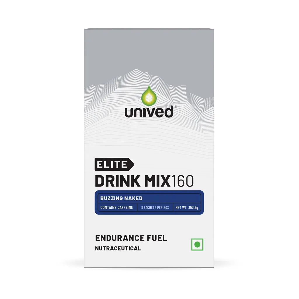 Unived Elite Drink Mix 160 with Electrolytes for Hydration - Pack of 1 (8 Sachets) Buzzing Naked