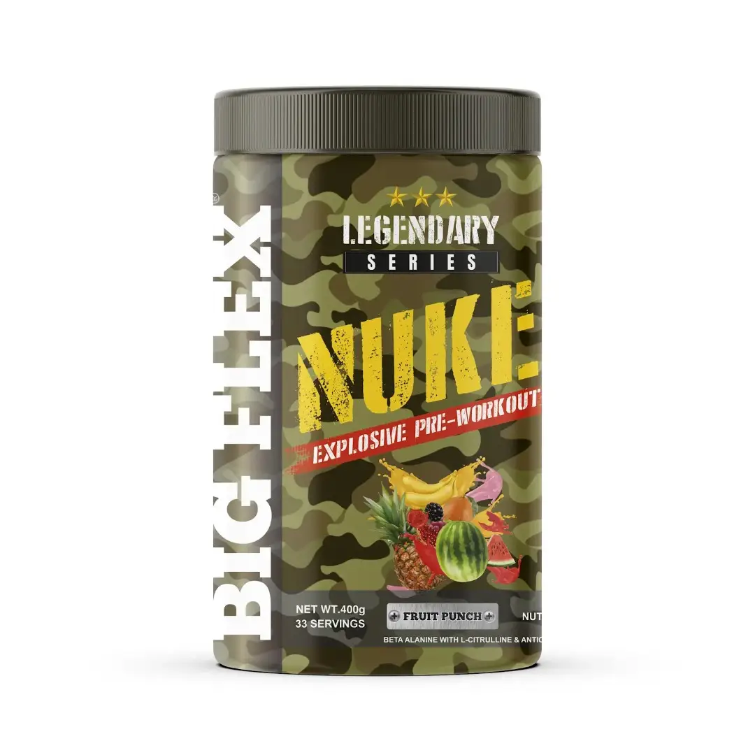 Bigflex Nuke Explosive Pre-Workout for Increased Strength and Focus - Fruit Punch,400 gm
