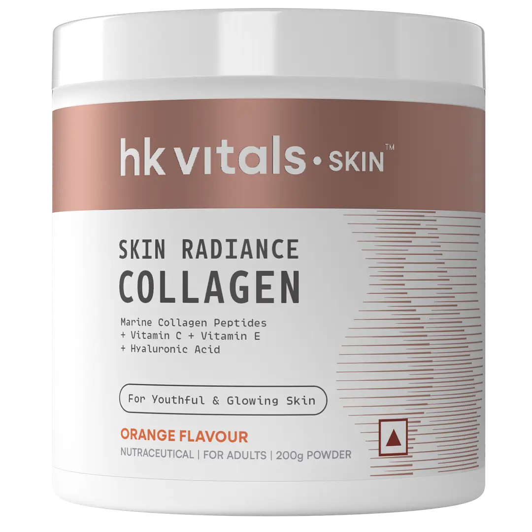 HK vitals Marine Collagen Supplement | Vitamin C, E, Sodium Hyaluronate | For Healthy Skin, Hair & Nails - Orange,200 gm