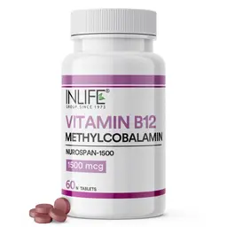INLIFE Vitamin B12 1500mcg Methylcobalamin Supplement for Energy Support and Nervous System    icon