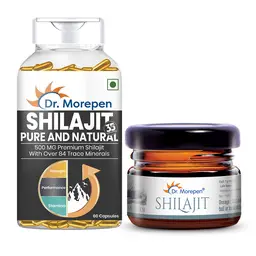 Dr. Morepen Natural & Pure Shilajit Resin and Shilajit Capsules for Strength, Stamina, Vigour and Vitality icon