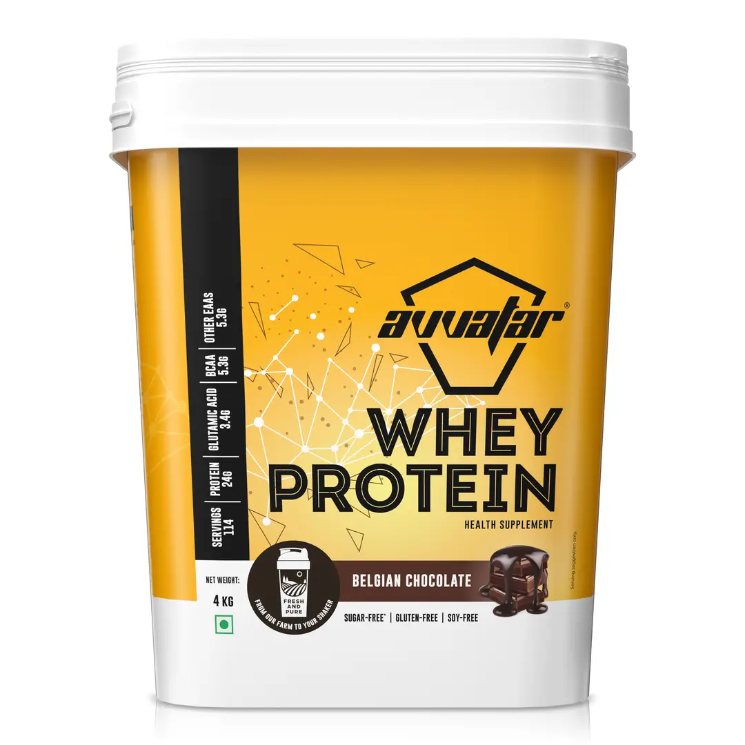 Avvatar Whey Protein with 24g Protein for Lean Muscle Gain - Belgian Chocolate,4 Kg