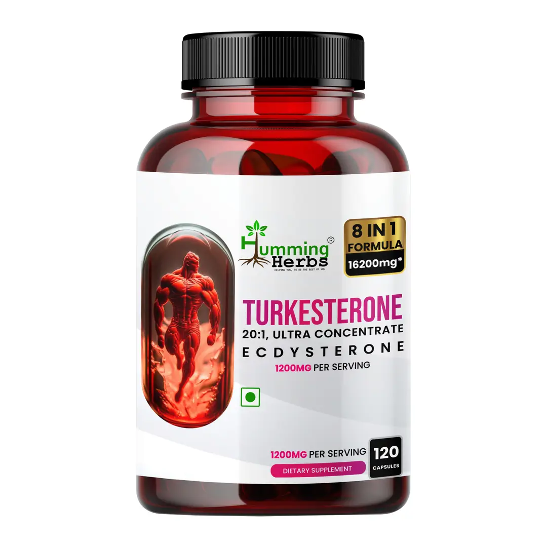 Humming Herbs Turkesterone with Tongkat Ali, Tribulus, Maca & Ginseng for Energy & Strength - Pack of 1 (120 Capsules)