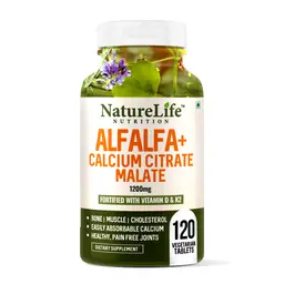 Nature Life Nutrition: Alfalfa Calcium Citrate Malate with Magnesium, Zinc, D, K2 & B12, Strengthens Bones, Reduces Back & Joint Pain, icon