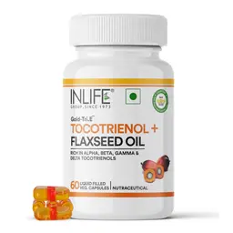 Inlife Tocotrienol Oil 10mg + Flaxseed Oil 480mg with Extra Virgin Cold-Pressed Omega-3, 6 & 9 for Heart, Skin, Hair and Immune Health