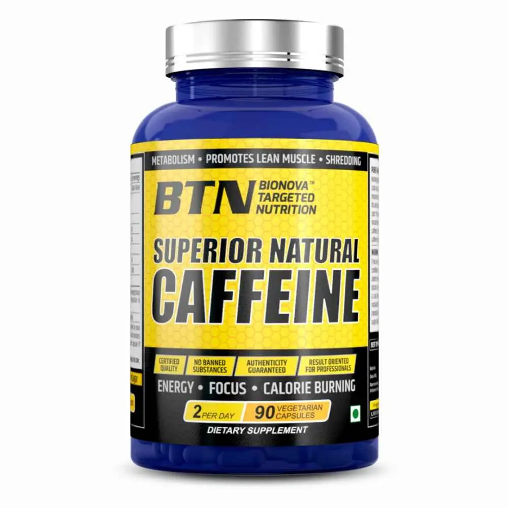 Natural Caffeine Supplement | Boosts energy, focus and increases alertness| Provides 220 Mg Caffeine - Pack of 1 (90 Capsules)