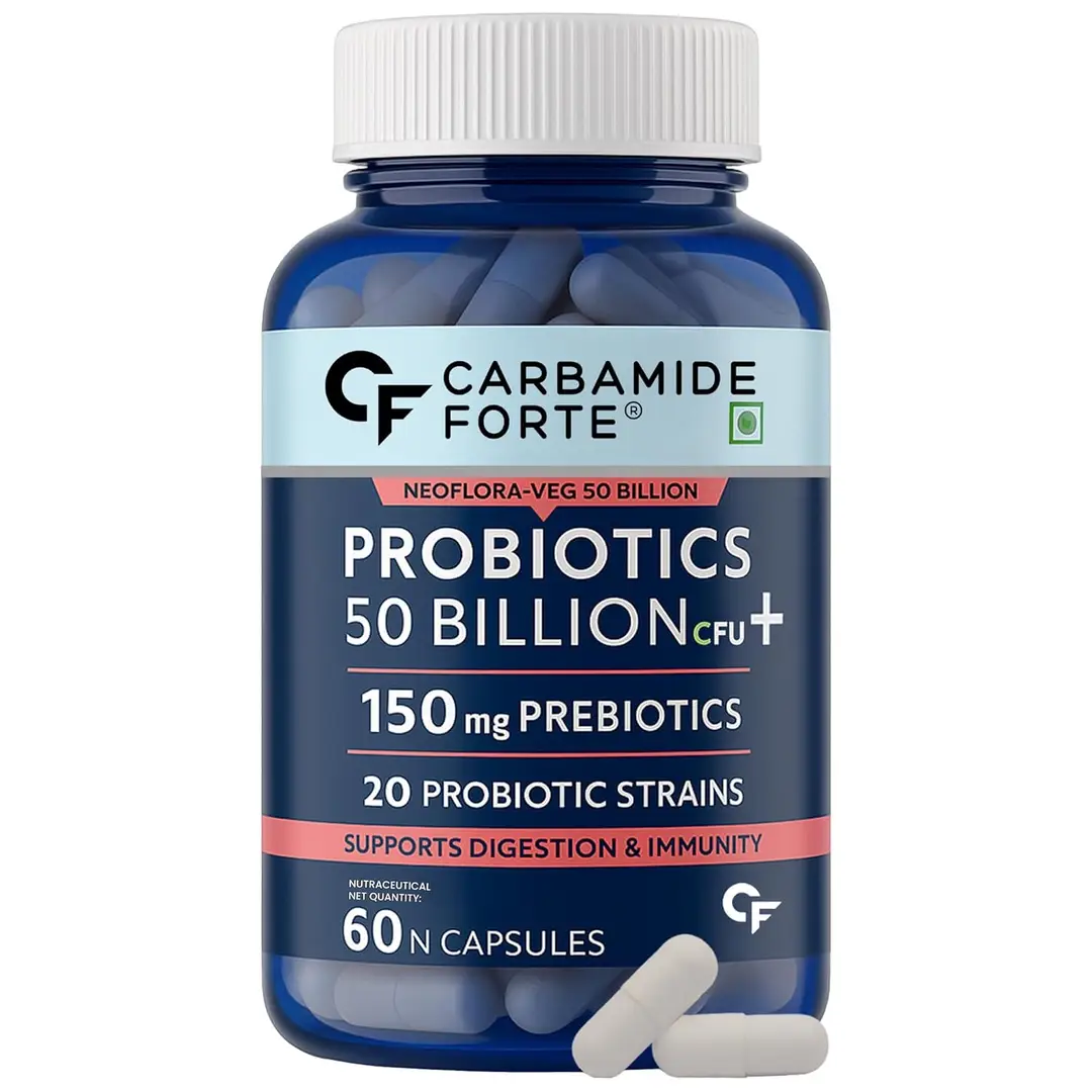 Carbamide Forte: Gas Relief, Probiotics Supplement 50 Billion for Women & Men - Pack of 1 (60 Capsules)