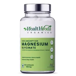 Health Veda Organics High Absorption Magnesium Glycinate 550mg - For Sleep, Nerve & Muscle Health (60 Capsules) icon