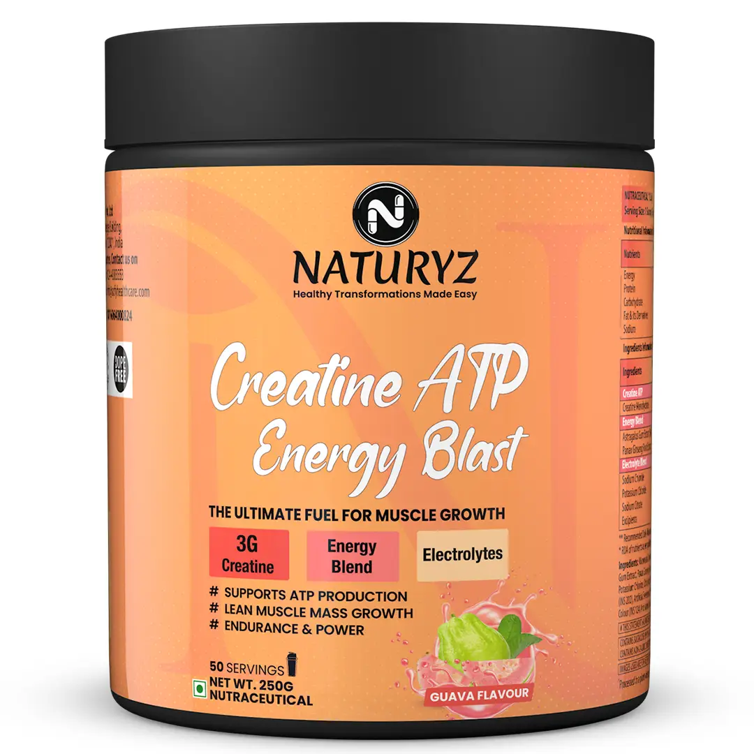 Naturyz Creatine ATP Energy Blast for Energy Blend and Electrolytes - Guava,250 gm