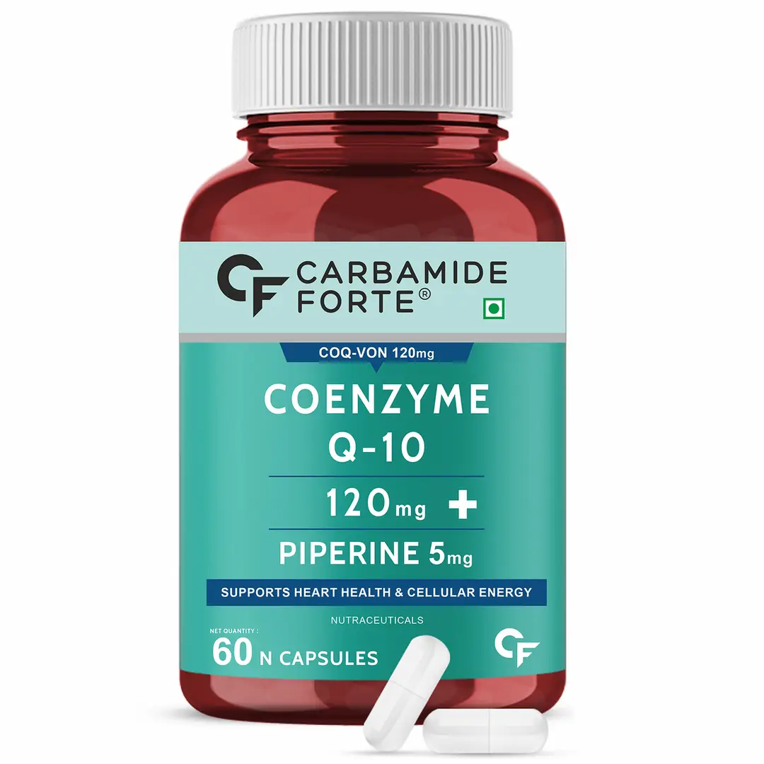 Carbamide Forte - Coq10 Coenzyme Q10 - 120mg Capsule with Piperine 5mg Supplement - Pack of 1 (60 Capsules)