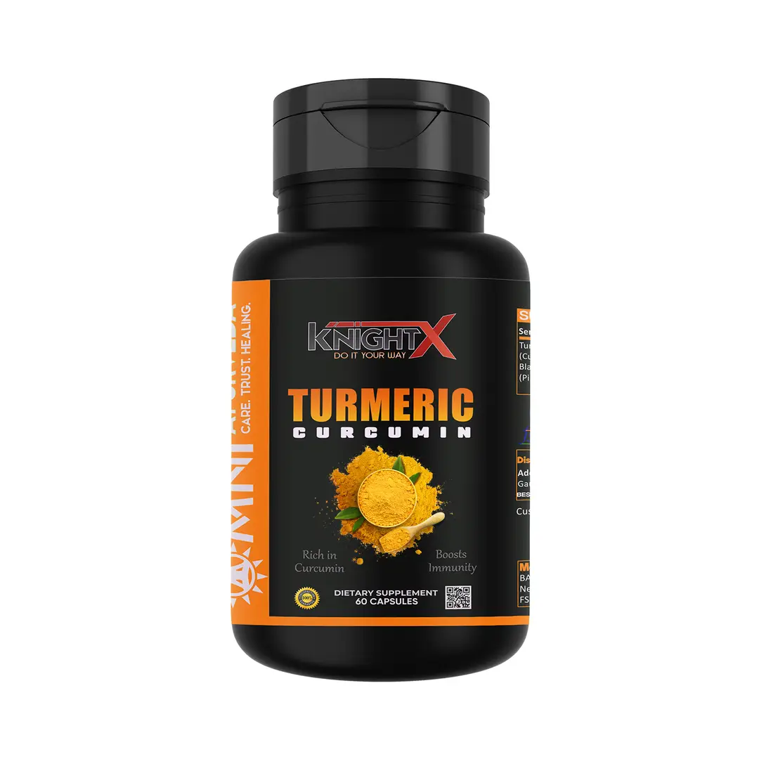 KnightX - Turmeric Curcumin - With Black pepper Extract for better absorbtion - 60 Capsules - Pack of 1 (60 Capsules)