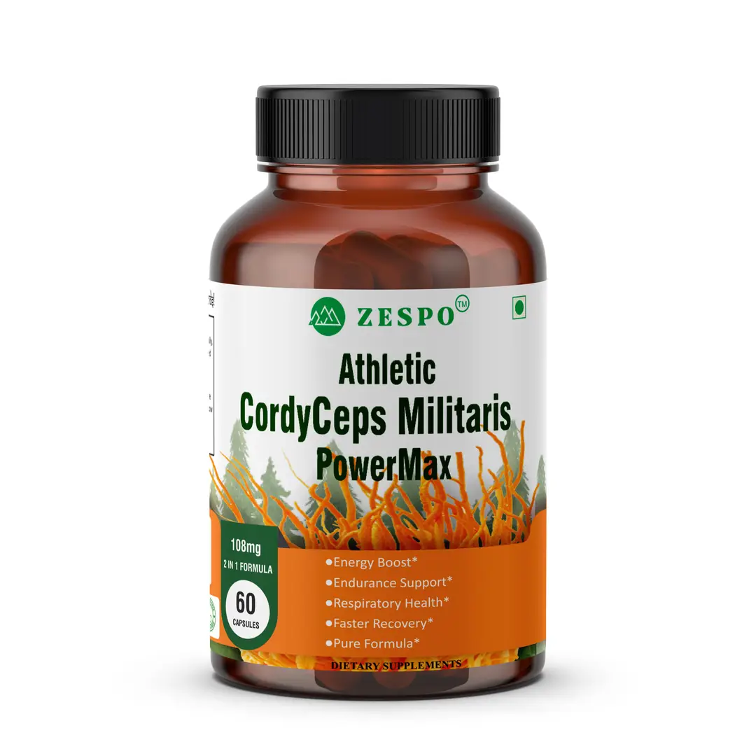 Zespo Athletic Cordyceps Militaris with BioPerine for Energy, Stamina and Athletic Performance - Pack of 1(60 Capsules)