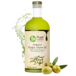 Pure Nutrition -  Raw Cold Pressed Virgin Olive oil For Healthy Heart, Skin & Hair l - 500 ml - glass bottle icon
