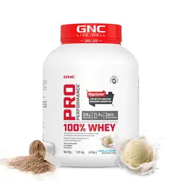 GNC Pro Performance 100% Whey Protein Powder | Boosts Strength & Endurance | Builds Lean Muscles | Fastens Muscle Recovery | Formulated In USA | 24g Protein | 5.5g BCAA icon