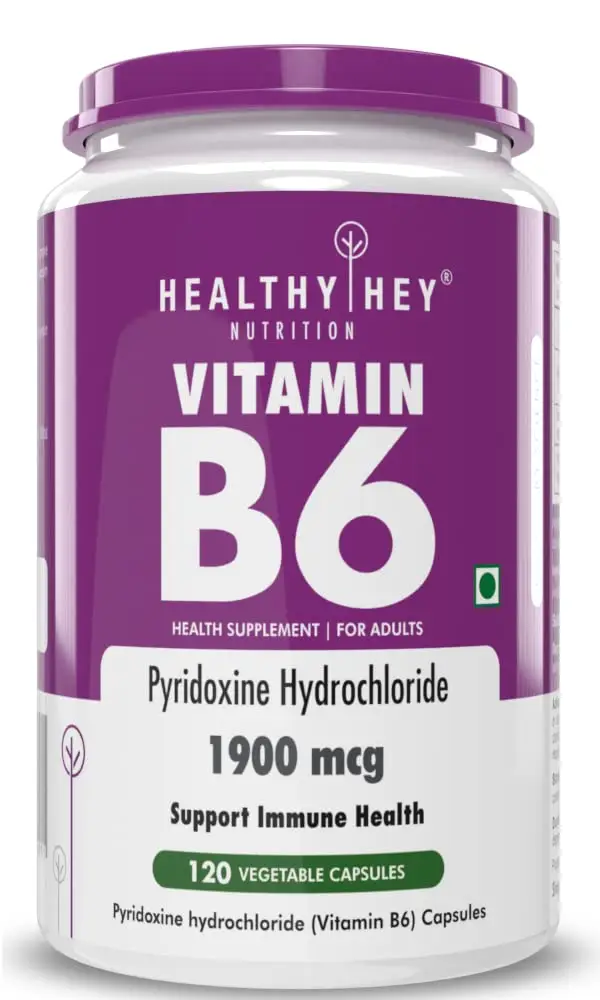 HealthyHey - Nutrition Vitamin B6 Pyridoxine - Helps maintain good health -120 Capsules - Pack of 1 (120 Capsules)