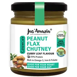 Jus Amazin -  Crunchy Organic Peanut Flax Chutney – with 100% Organic Ingredients - for Rich in Omega-3, Iron and Folate icon