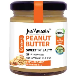 Jus Amazin -  Creamy Organic Peanut Butter – with Sweet 'N' Salty - for Rich in Vitamin B1 and Iron icon