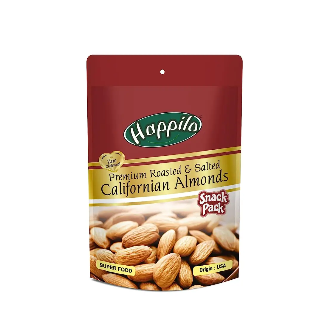 Happilo Premium Californian Almonds Roasted and Salted - Pack of 12 (420 gm)