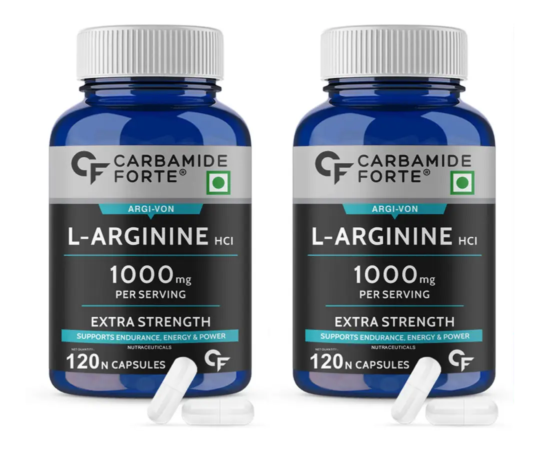 Carbamide Forte - L Arginine 1000mg Supplement Per Serving - Pack of 2 (240 Capsules)
