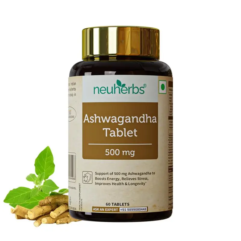 Neuherbs Ashwagandha 500mg for Stress and Anxiety - Pack of 1(60 Tablets)