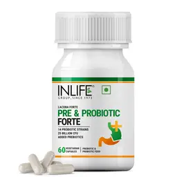 INLIFE - Prebiotic and Probiotics Forte Supplement for Men & Women 25 billion CFU with 14 Strains with Prebiotic, Digestion Gut & Immunity Health Supplement - 60 Vegetarian Capsules icon