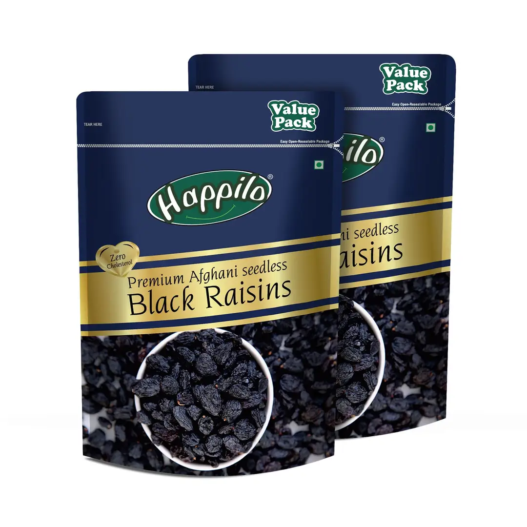 Happilo Premium Afghani Black Raisins - Pack of 2 (2000 gm)