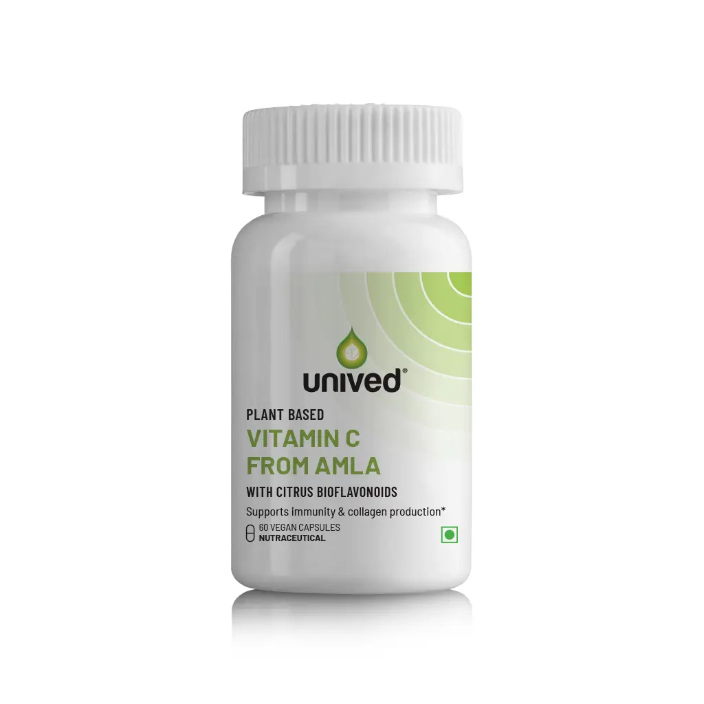 Unived Vitamin C with Amla Extract for Collagen Production - Pack of 1 (60 Capsules)