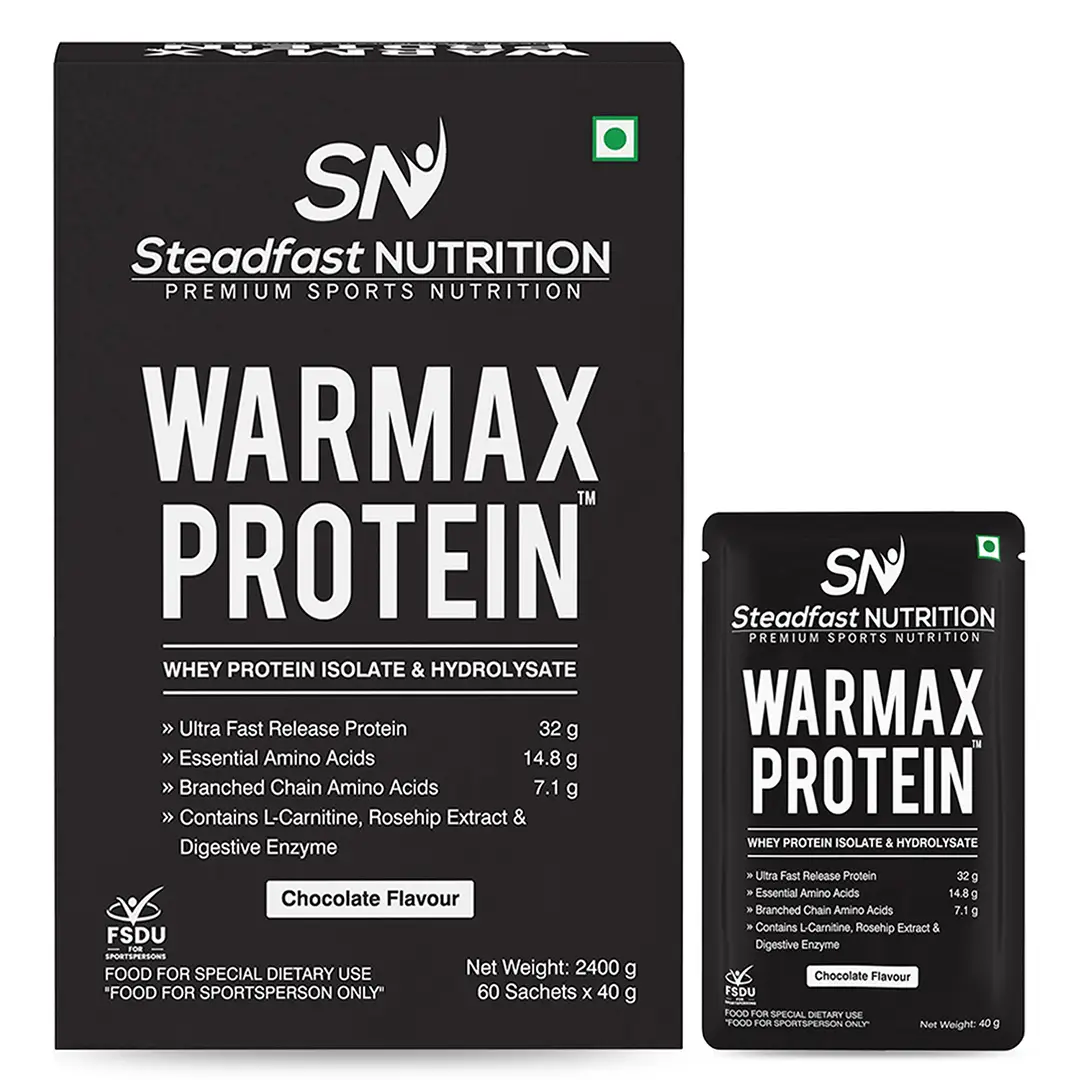 Steadfast Nutrition - Warmax Protein Powder - with L Carnitine, Eaa, Bcaa - for Muscle Recovery And Rebuilding - Pack of 1 (60 sachet)