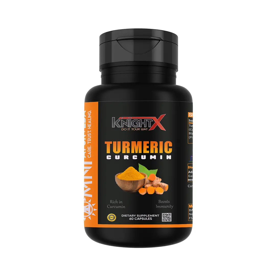 KnightX - Curcumin Turmeric extract - With Black Pepper for Healthy Joints - 60 Capsules - Pack of 1 (60 Capsules)