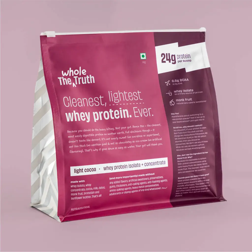 Buy The Whole Truth Whey Protein Isolate + Concentrate for Strength and Endurance Light Cocoa