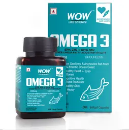 WOW Life Science - Omega-3 1500mg Capsules with Fish oil - EPA 270 + DHA 180 Enriched - 60 Capsule icon