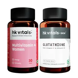 hk vitals Multivitamin Plus Women (30 Tablets) and Glutathione (30 Veg Capsules) for Energy, Joints, Skin and Hair