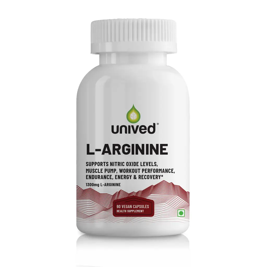 Unived L-Arginine for Enhanced Workout Performance And Endurance - Pack of 1 (60 Capsules)