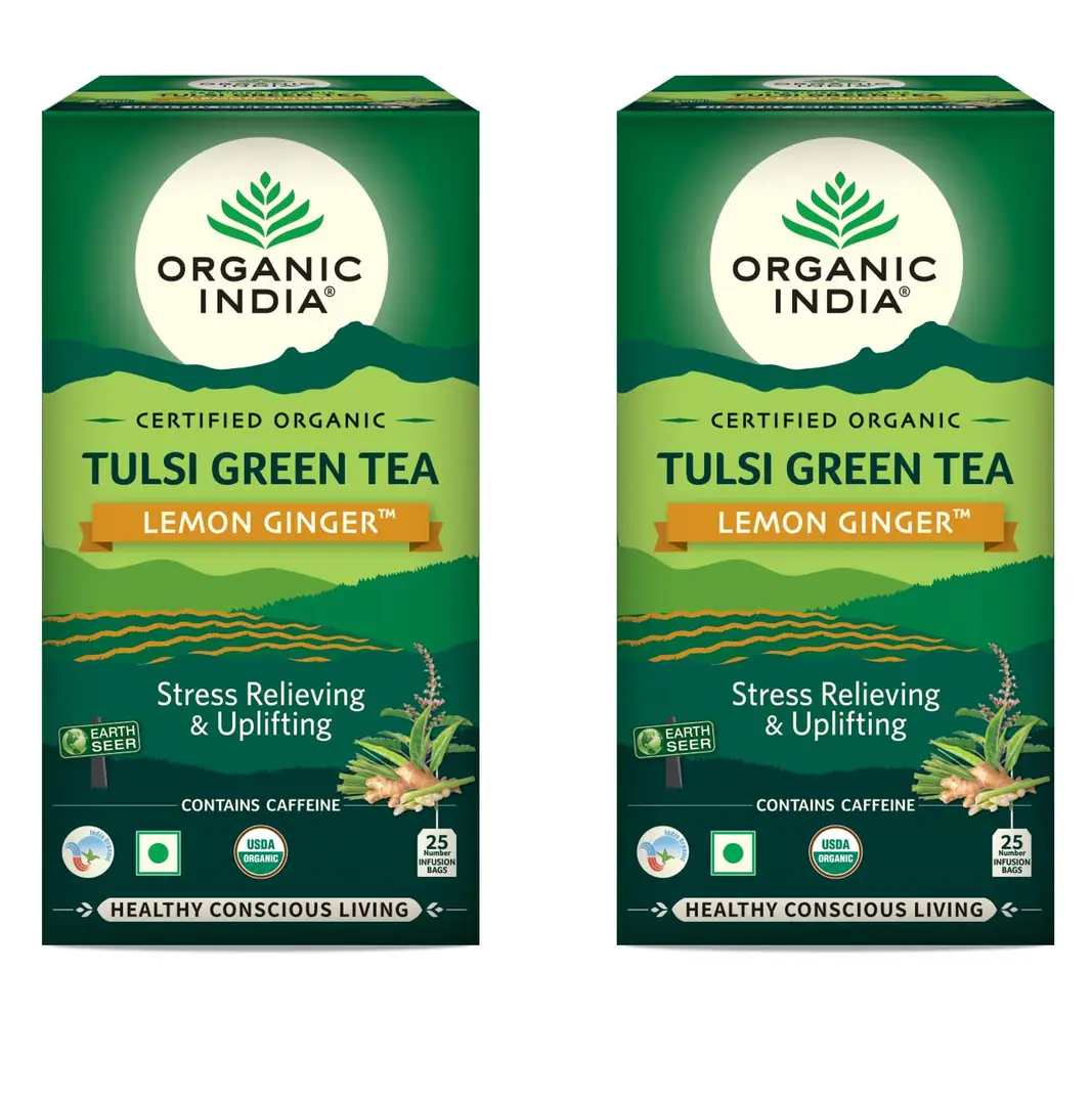 Organic India Tulsi Green Tea Lemon Ginger