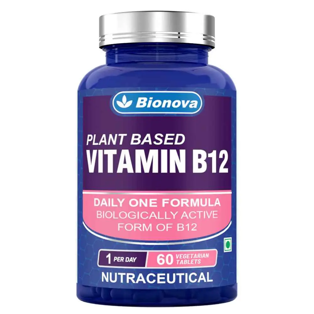Bionova - Vitamin B-12 Vegetarian Tablets- 60Tablets | Production Of Red Blood Cells, Proper Operation Of Nerve Cells, Increased Energy, Assistance With Dna Synthesis. - Pack of 1 (60 Tablets)