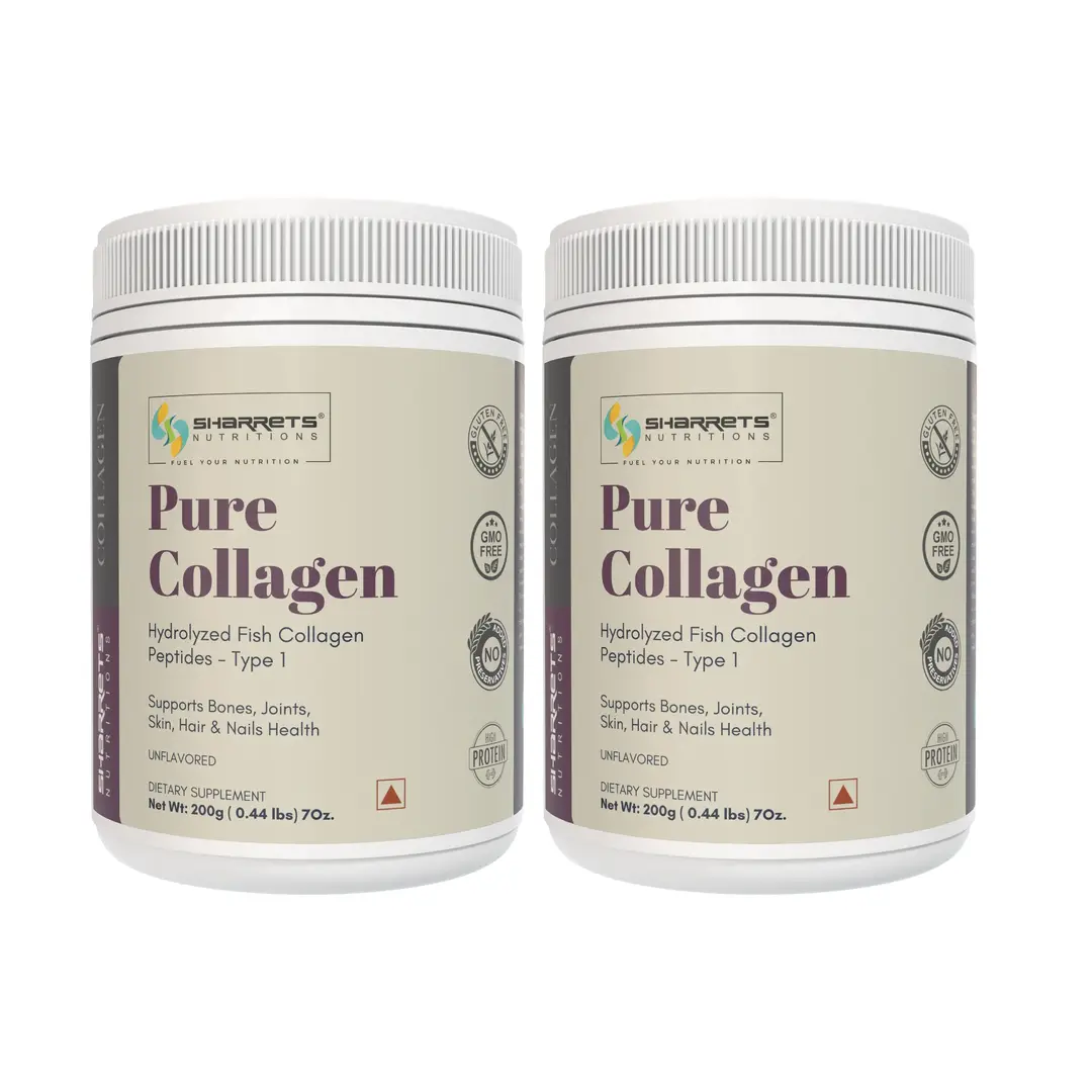 Sharrets Pure Collagen for Skin, Hair & Joints Type 1 Hydrolyzed Fish Collagen Peptides - Pack of 2 (400 gm)