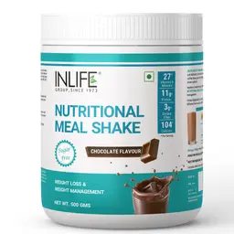 INLIFE - Nutritional Meal Shake, Men Women, Meal Replacement Protein Shake with Weight Management Ayurvedic Herbs, 11g Protein, 0g Added Sugar (500g 16 Servings) (Chocolate) icon