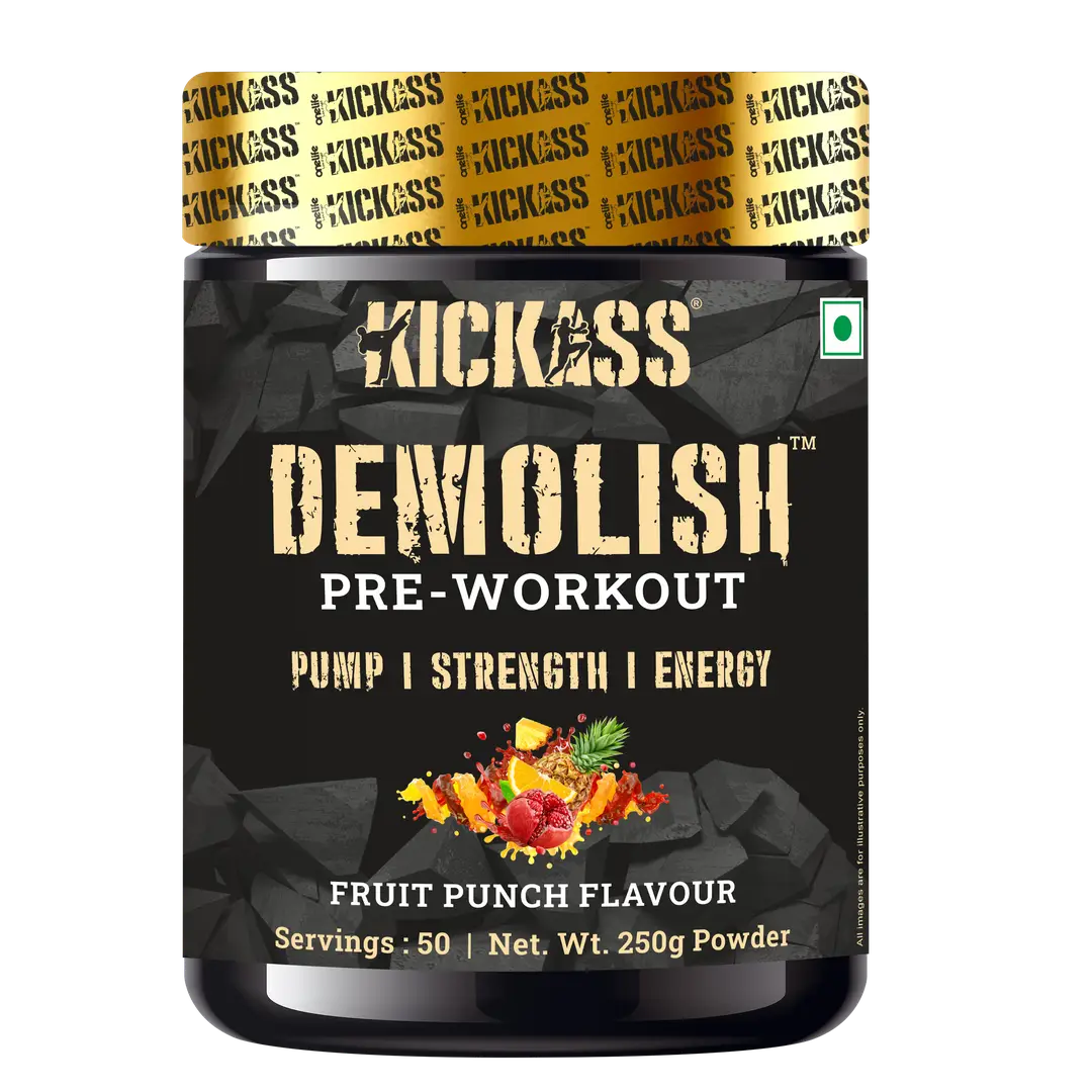 Kickass Demolish Preworkout for Pump, Strength and Energy - Fruit punch