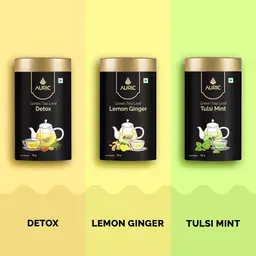 Auric Green Tea - Loose Leaf available in natural flavors Lemon Ginger, Tulsi Mint and Detox Combo icon