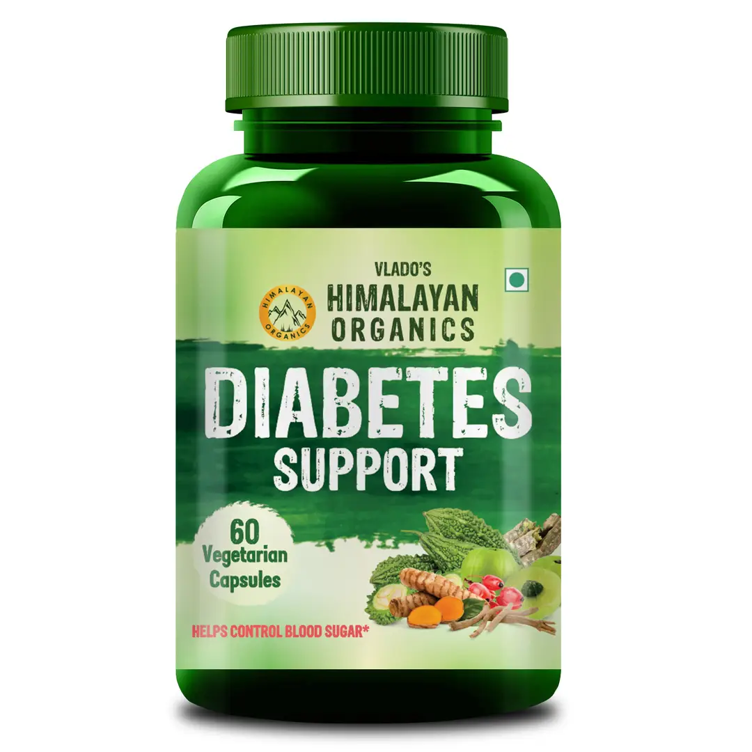 Vlado's Himalayan Organics Diabetes Support Supplement with Gurmar Extract, Kutki Extract for Controlling Blood Sugar Levels - Pack of 1 (60 Capsules)