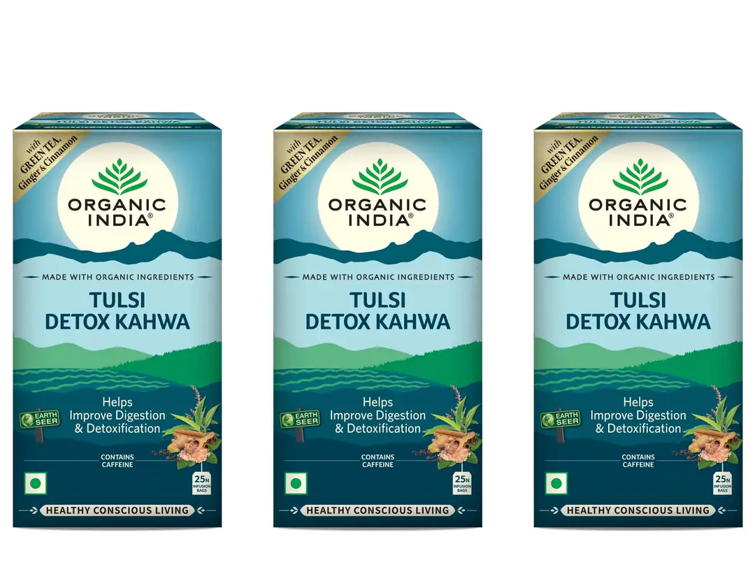 Organic India Tulsi Detox Kahwa - Pack of 3 (75 Tea Bags)