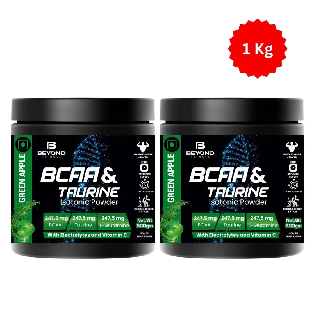 Beyond Fitness - BCAA & TAURINE Isotonic Energy Drink - with Electrolytes and vitamin c - Pack of 2 (1000 gm)