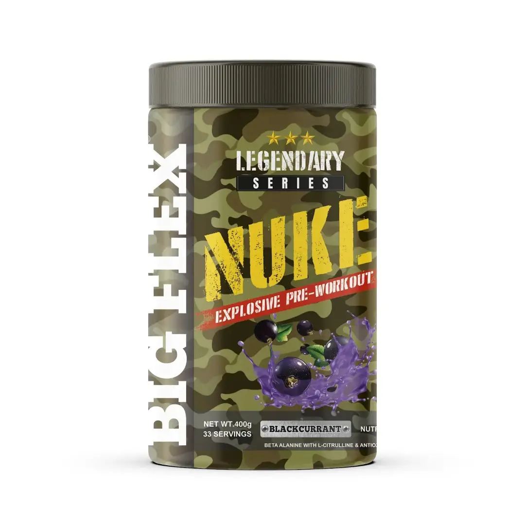 Bigflex Nuke Explosive Pre-Workout for Increased Strength and Focus - Blackcurrant,400 gm
