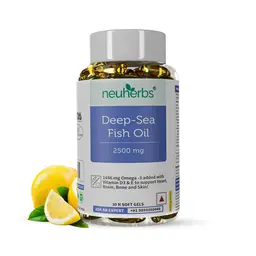 Neuherbs -  Deep Sea Omega 3 Fish Oil - Omega 3 Supplement | Fish Oil softgels with No Fishy Burps with Lemon Flavour- 30 Softgel for Men and women icon