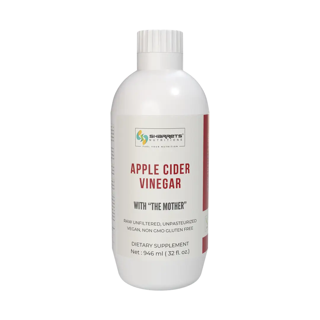 Sharrets - Organic Apple Cider Vinegar with Mother - For Weight Loss, Skin, Hair - Fat Free - Pack of 1 (946 ml)