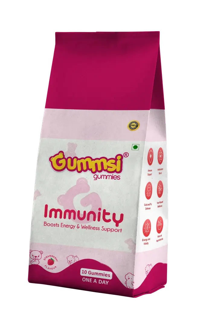 Gummsi Immunity Gummies with Vitamin C, Zinc for Immunity, Bone Density and Eyesight - Pack of 1 (10 Gummies)